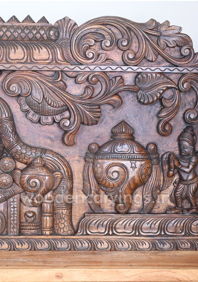 Mind Blowing Art Work of Wealthy Lord Balaji Wooden Decorative Hooks Fixed Wall Panel 48"