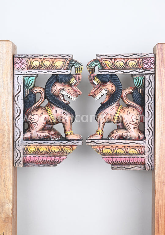 Handmade Yaazhi Wooden Wall Brackets – Ancient Pair, 12"