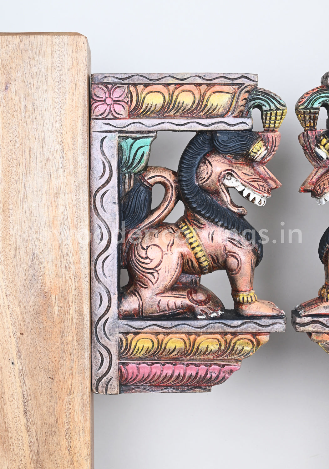 Handmade Yaazhi Wooden Wall Brackets – Ancient Pair, 12"