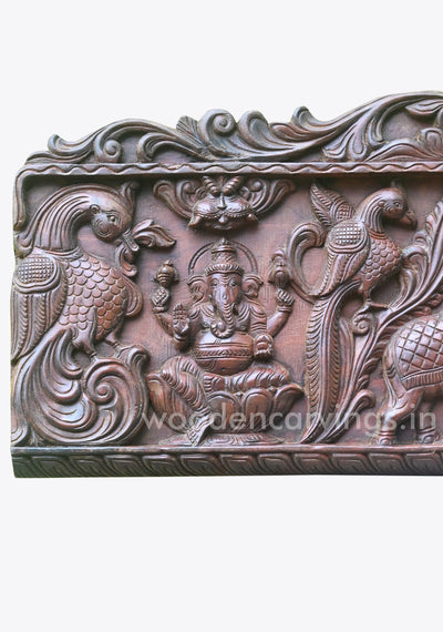 Hamsa Design Maa Gaja Lakshmi With Lord Ganesh and Goddess Saraswathi Wall Panel 46"