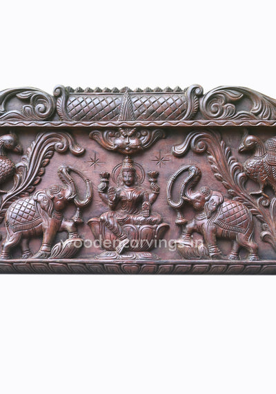 Hamsa Design Maa Gaja Lakshmi With Lord Ganesh and Goddess Saraswathi Wall Panel 46"