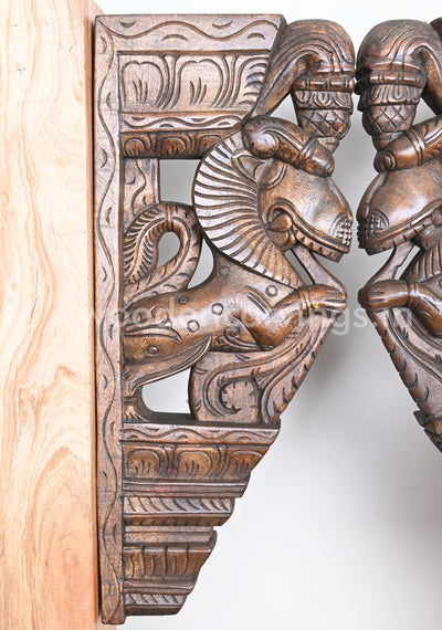 Handamde Ancient Animal Wooden Yaazhi Paired Wall Brackets 19"