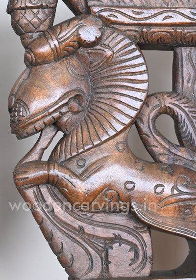 Handamde Ancient Animal Wooden Yaazhi Paired Wall Brackets 19"
