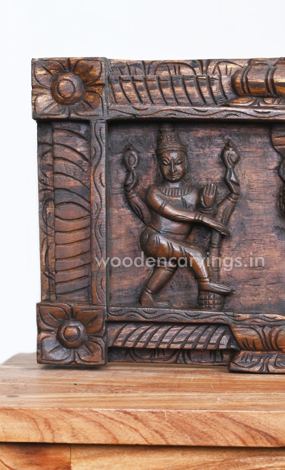 Maha Vishnu With MahaLakshmi and Nararthar, Krishnan, Hanuman Horizontal Wall Panel 48"