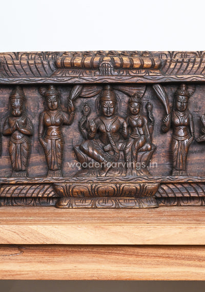 Maha Vishnu With MahaLakshmi and Nararthar, Krishnan, Hanuman Horizontal Wall Panel 48"