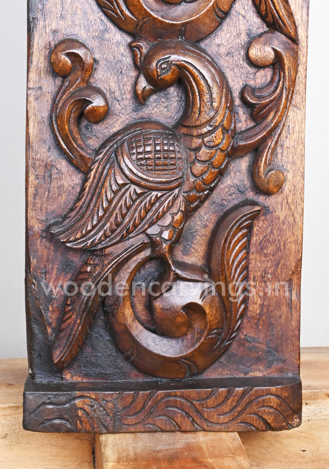 Peacock Artwork - Vertical Paired Wooden Wall Panel, 36"