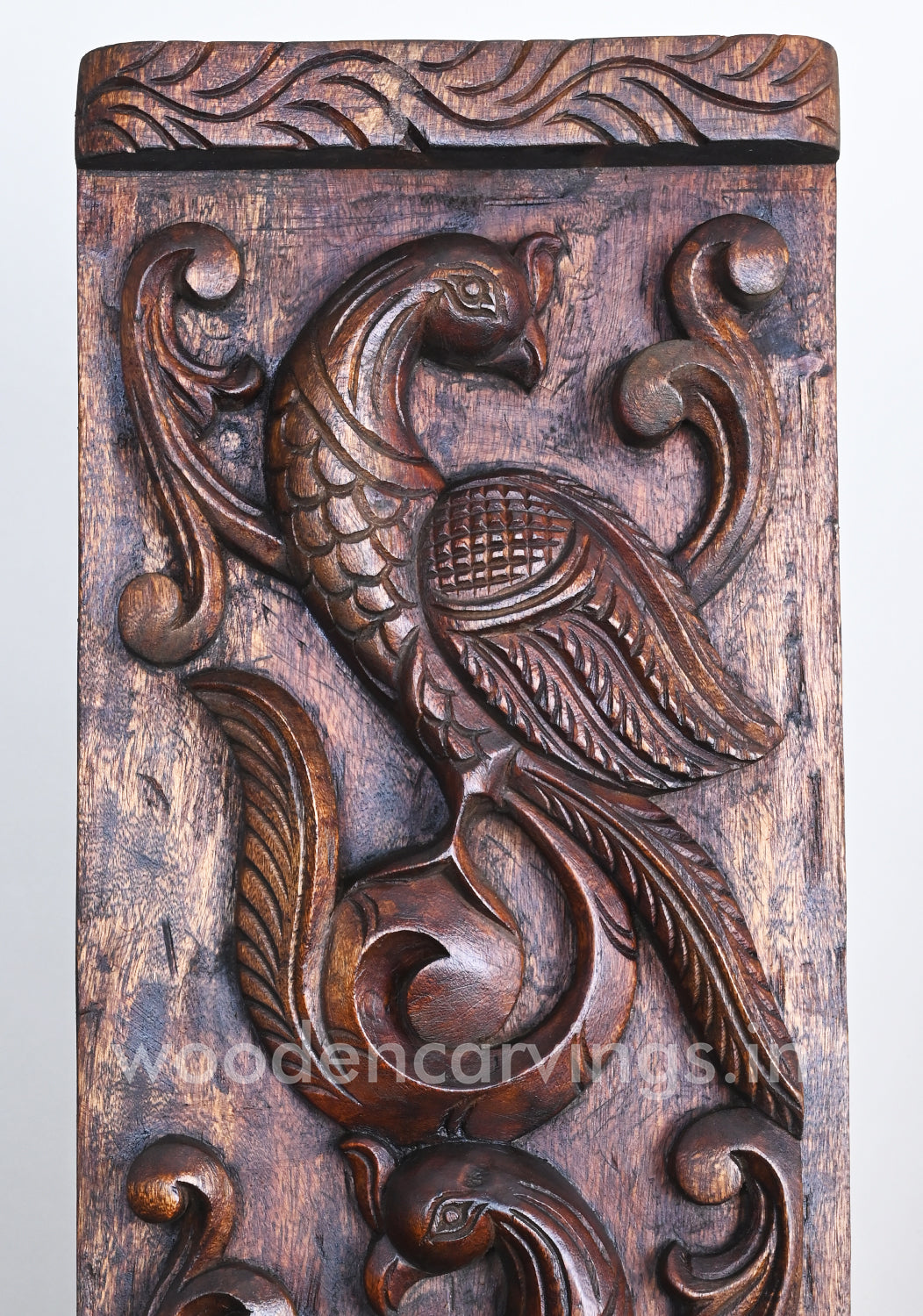Peacock Artwork - Vertical Paired Wooden Wall Panel, 36"