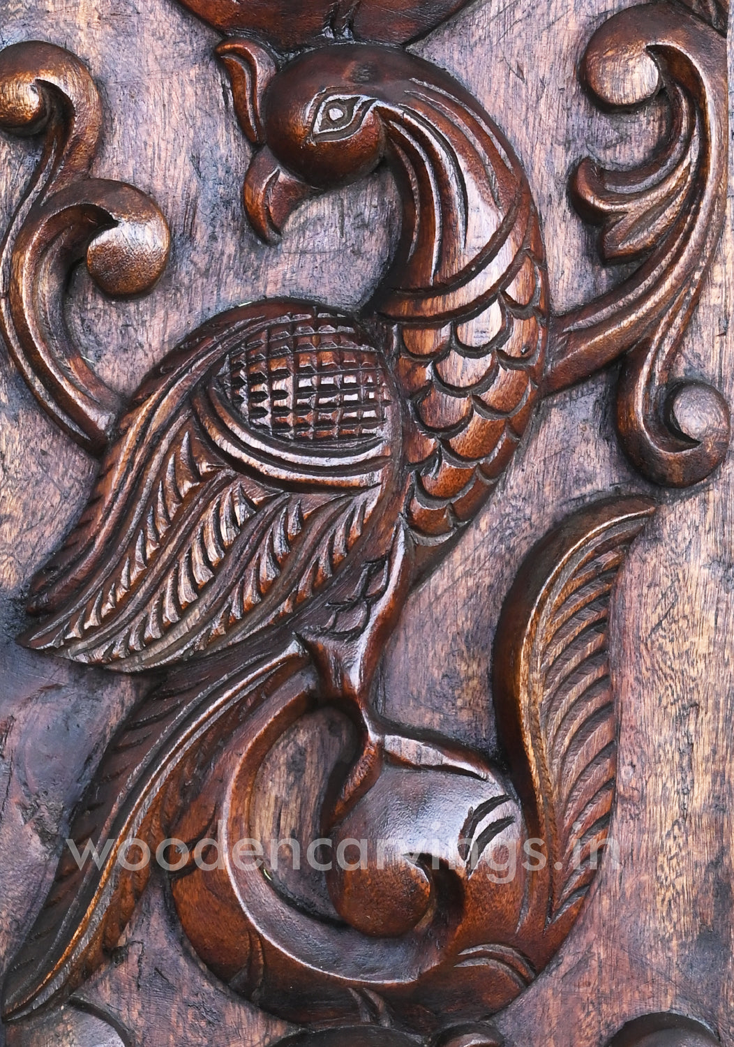 Peacock Artwork - Vertical Paired Wooden Wall Panel, 36"
