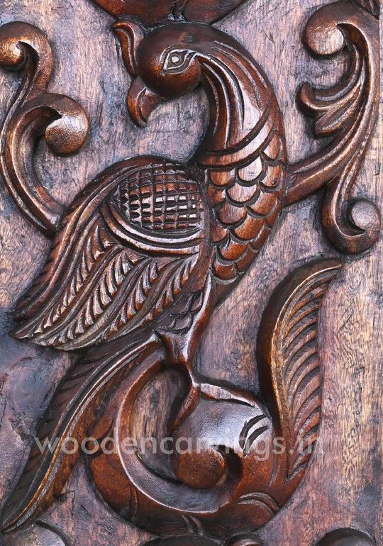 Peacock Artwork - Vertical Paired Wooden Wall Panel, 36"