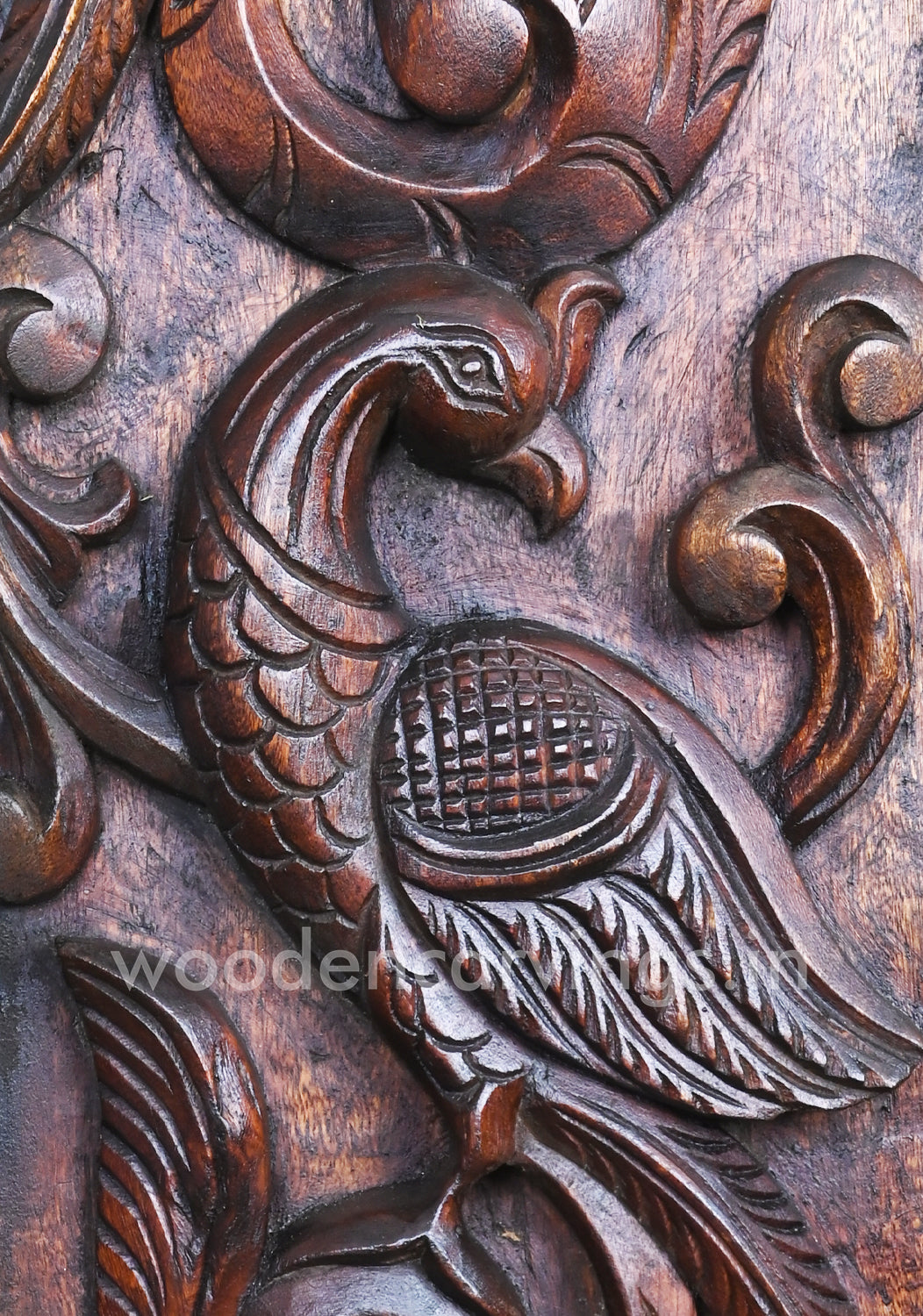 Peacock Artwork - Vertical Paired Wooden Wall Panel, 36"