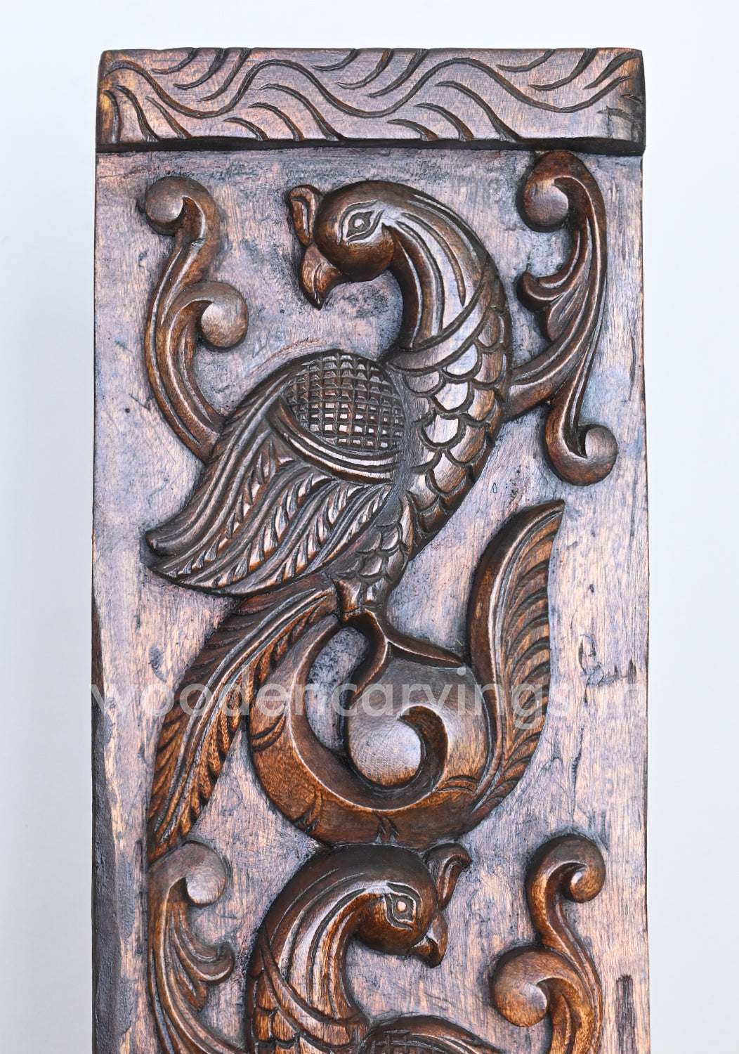 Peacock Artwork - Vertical Paired Wooden Wall Panel, 36"