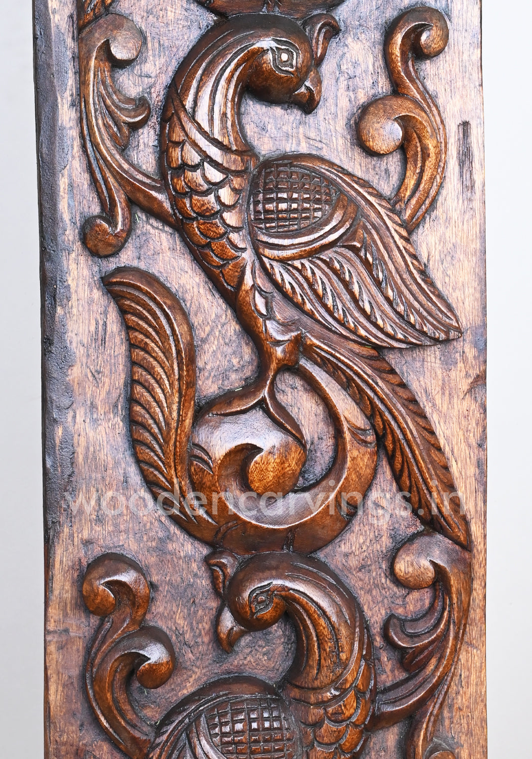 Peacock Artwork - Vertical Paired Wooden Wall Panel, 36"
