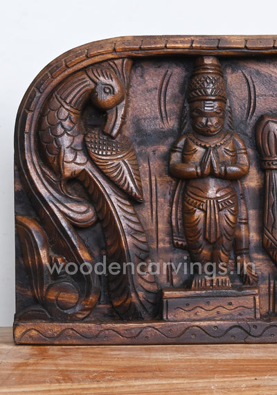 Reclining Ranganathar with MahaLakshmi, Lord Karuda, and Hanuman Horizontal Wall Panel 48"