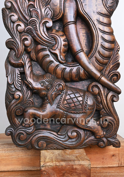 Vertical Beautiful Handmade Work of Mother With Baby Elephant Wall Panel 24"