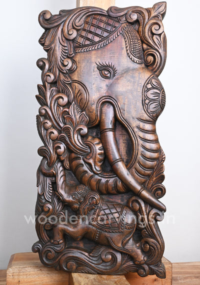 Vertical Beautiful Handmade Work of Mother With Baby Elephant Wall Panel 24"