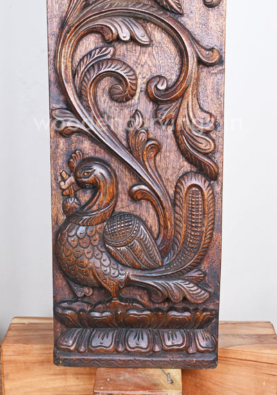 Vertical Home Decor Standing Tree on Peacocks Floral Design Beautiful Wall Panel 36"