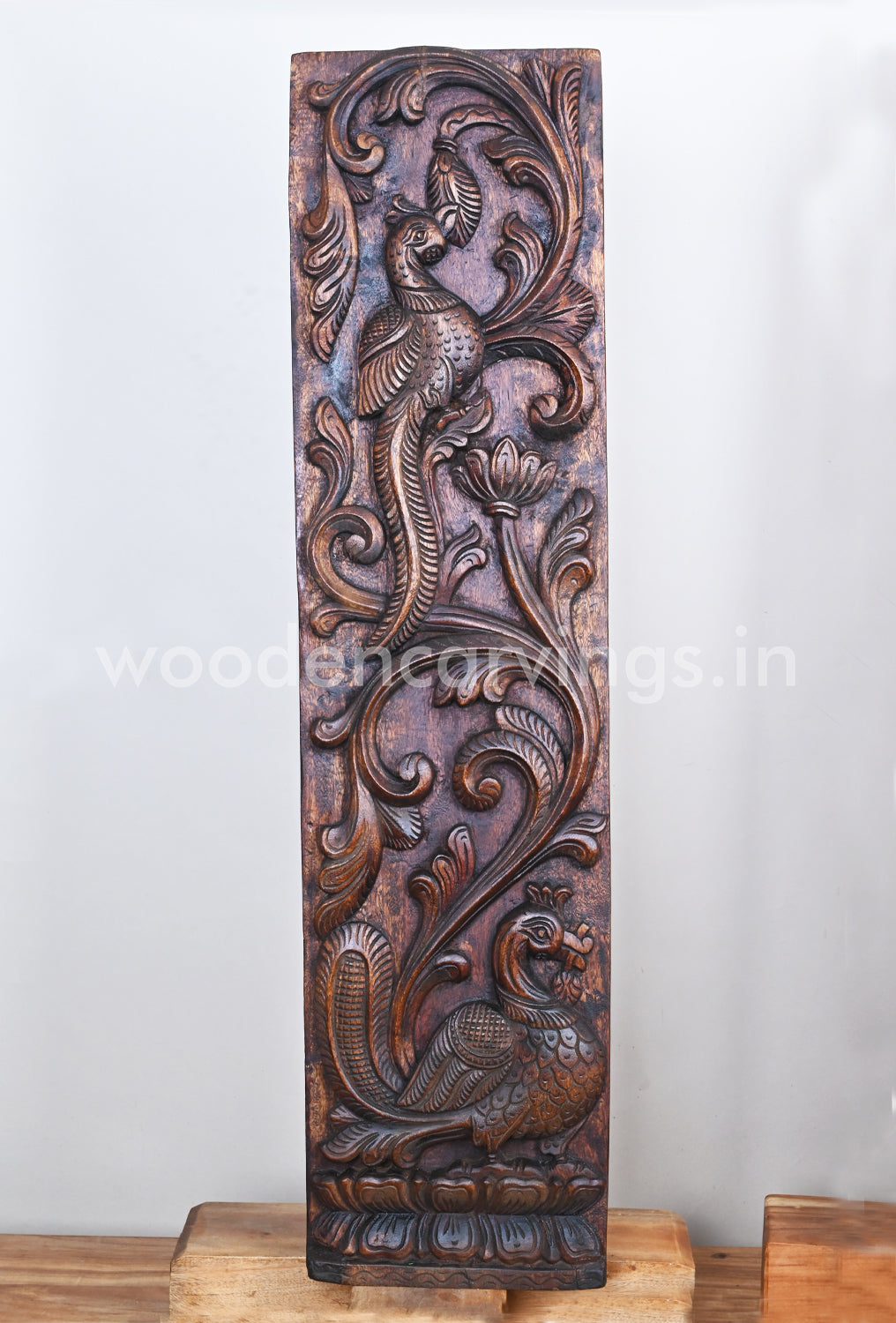 Vertical Home Decor Standing Tree on Peacocks Floral Design Beautiful Wall Panel 36"