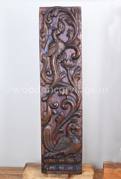 Vertical Home Decor Standing Tree on Peacocks Floral Design Beautiful Wall Panel 36"