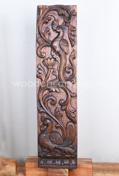Vertical Home Decor Standing Tree on Peacocks Floral Design Beautiful Wall Panel 36"