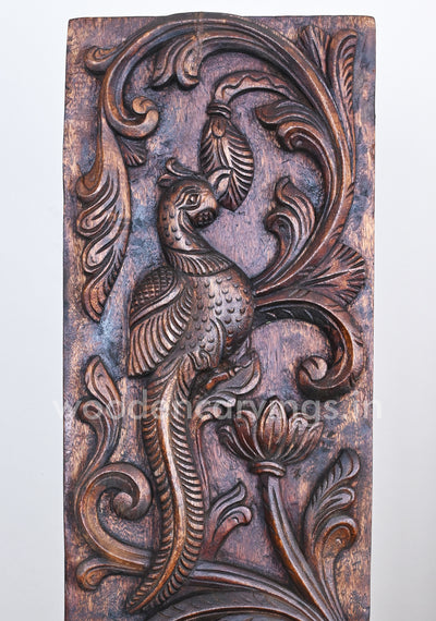 Vertical Home Decor Standing Tree on Peacocks Floral Design Beautiful Wall Panel 36"
