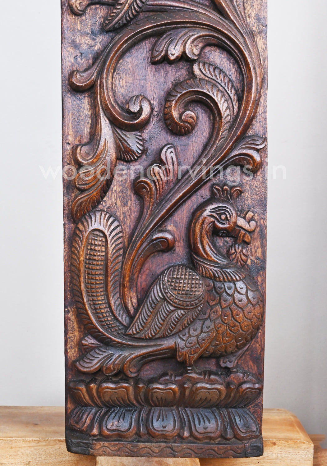 Vertical Home Decor Standing Tree on Peacocks Floral Design Beautiful Wall Panel 36"
