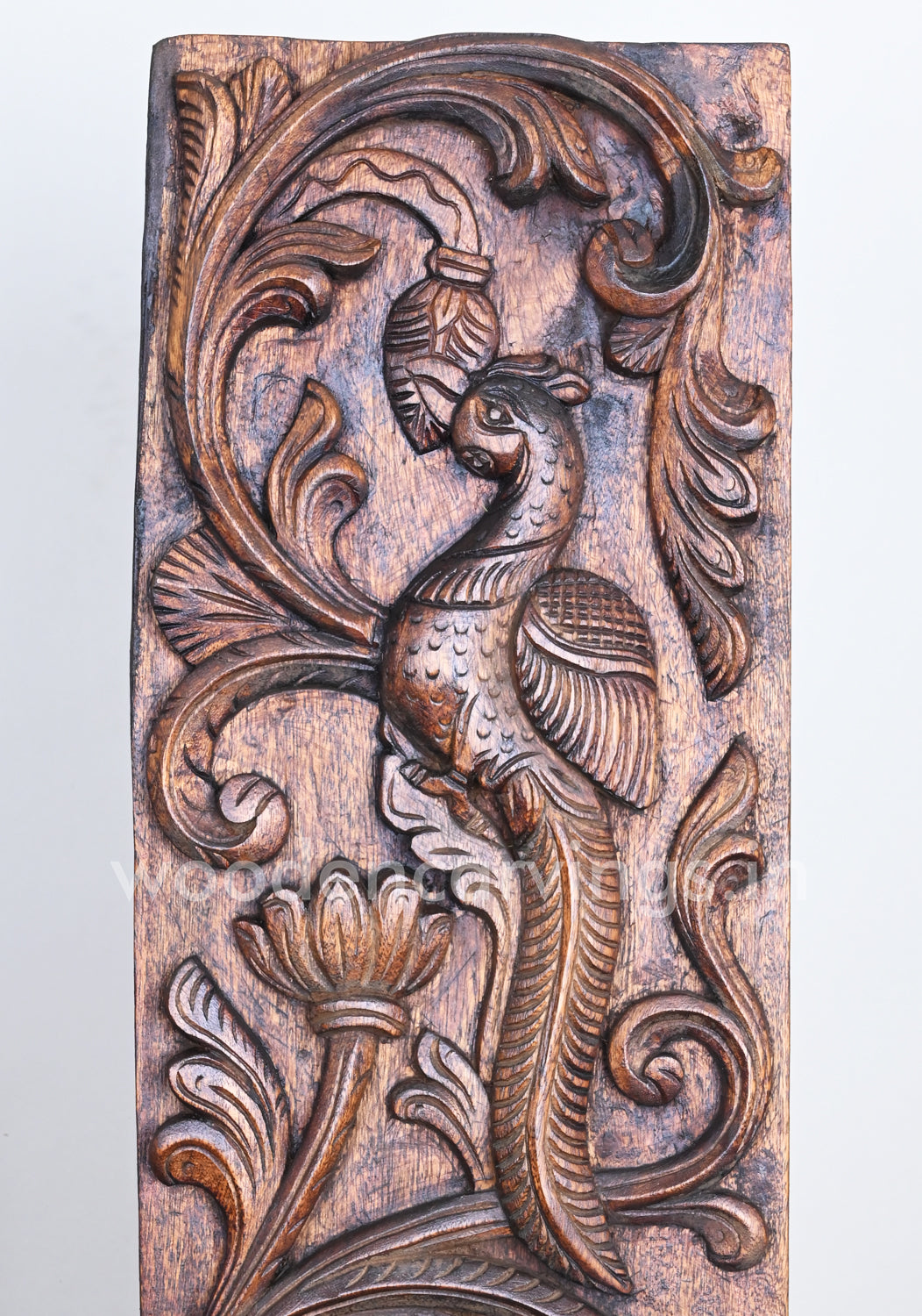 Vertical Home Decor Standing Tree on Peacocks Floral Design Beautiful Wall Panel 36"