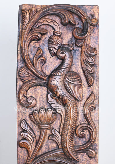 Vertical Home Decor Standing Tree on Peacocks Floral Design Beautiful Wall Panel 36"