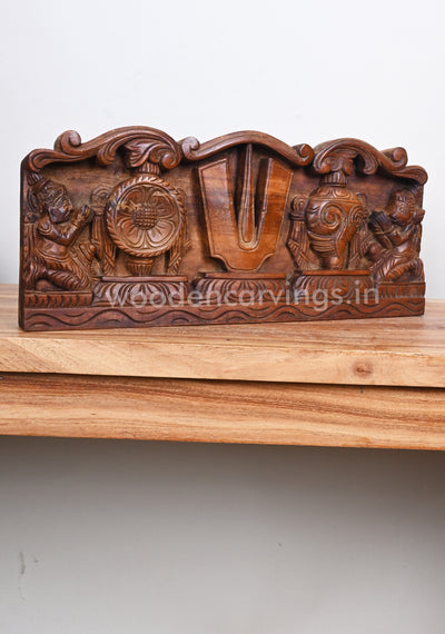 Horizontal Chanku Nama Chakra Light Weight Hanuman With Garuda Wall Panel 18"