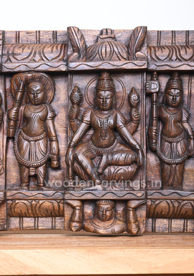 Horizontal Lord Vishnu Ten Powerful Avatars Destroy Evils Wooden Wall Panel 48"