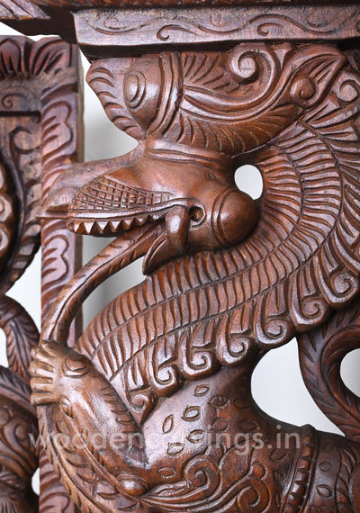 Stunning Decorative Ancient Animal Yaazhi Paired Wooden Home Decor Wall Mounts 35"