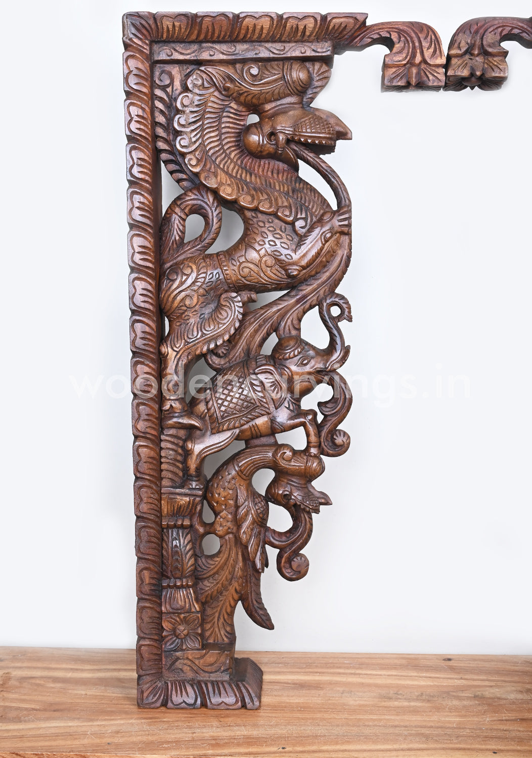 Stunning Decorative Ancient Animal Yaazhi Paired Wooden Home Decor Wall Mounts 35"