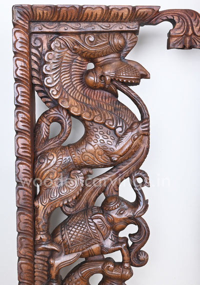 Stunning Decorative Ancient Animal Yaazhi Paired Wooden Home Decor Wall Mounts 35"