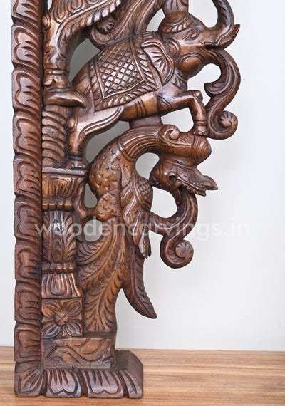 Stunning Decorative Ancient Animal Yaazhi Paired Wooden Home Decor Wall Mounts 35"