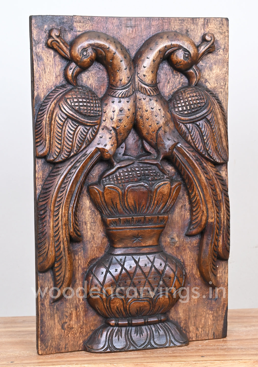 Preety Standing Parrots on Beautiful Waterpot Wooden Light Weight Home Decor Wall Mount 18"