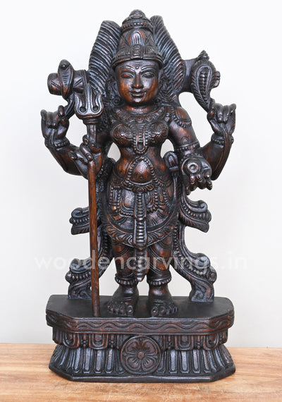 Holding Thirishul Standing Goddess Durga Amman Wooden Showpiece sculpture 19"