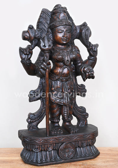 Holding Thirishul Standing Goddess Durga Amman Wooden Showpiece sculpture 19"