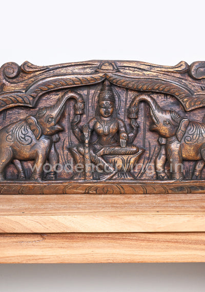 Arch Mandap Design GajaLakshmi Goddess With Paired Preety Parrots Desgn Wooden Wall Panel 24"