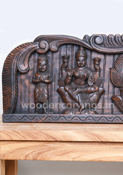 Petal Leaf Design Gaja Ganesha With Two Powerful Goddess Lakshmi and Saraswathi Panel 43"