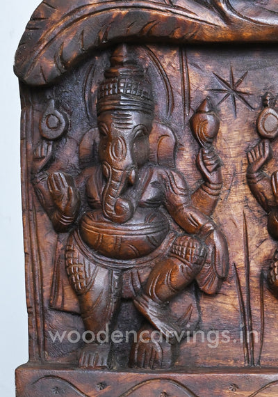 Attractive Handmade Work of Asta Ganesha With Goddess GajaLakshmi Horizontal Wooden Panel 60"