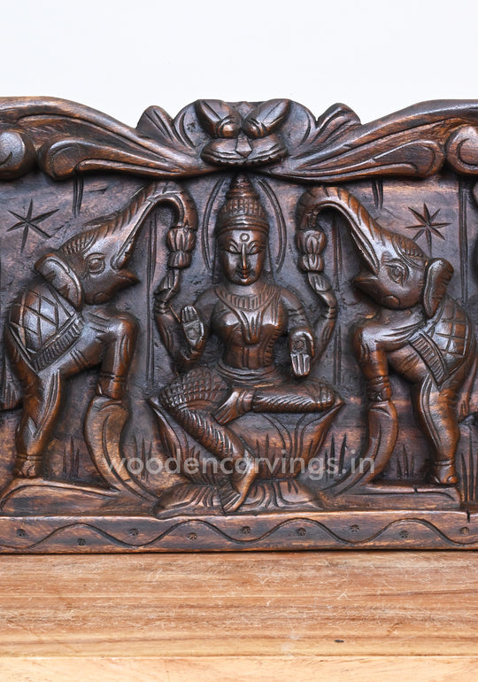 Handcrafted Asta Ganesha & GajaLakshmi Wooden Panel – 60" Divine Art