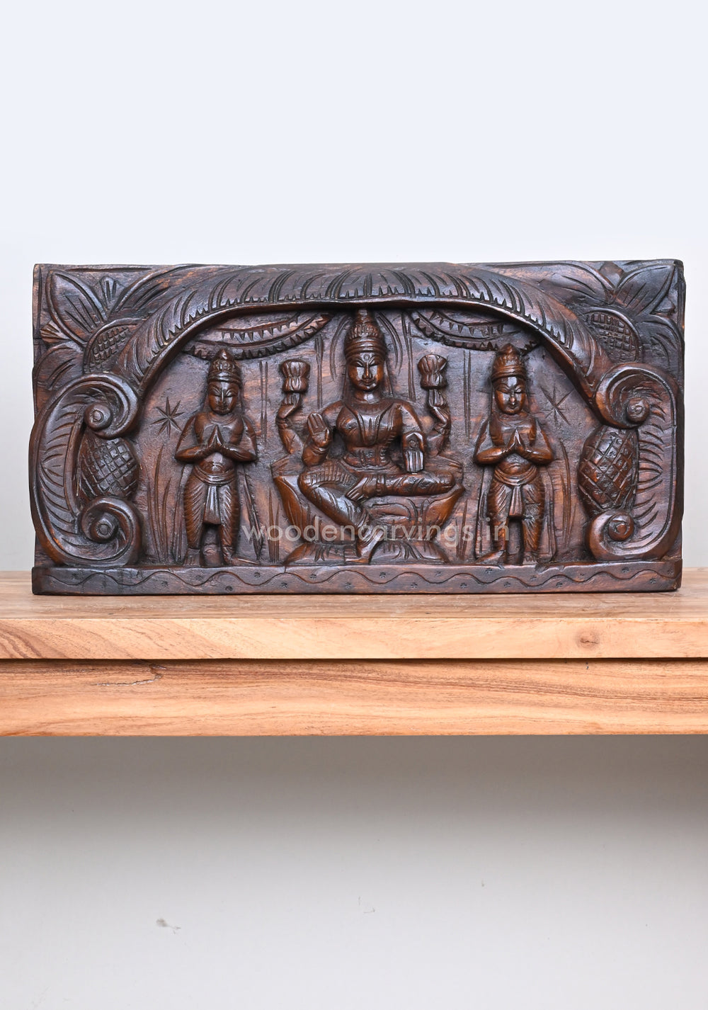 wooden goddess lakshmi panel