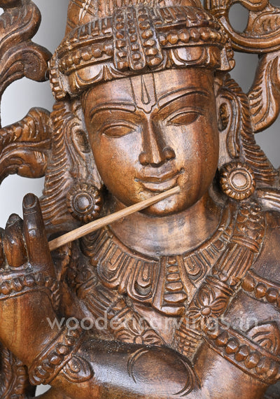Wooden Standing Radha with Krishna Decorative Handmade Jali Work Wall Mount 72"