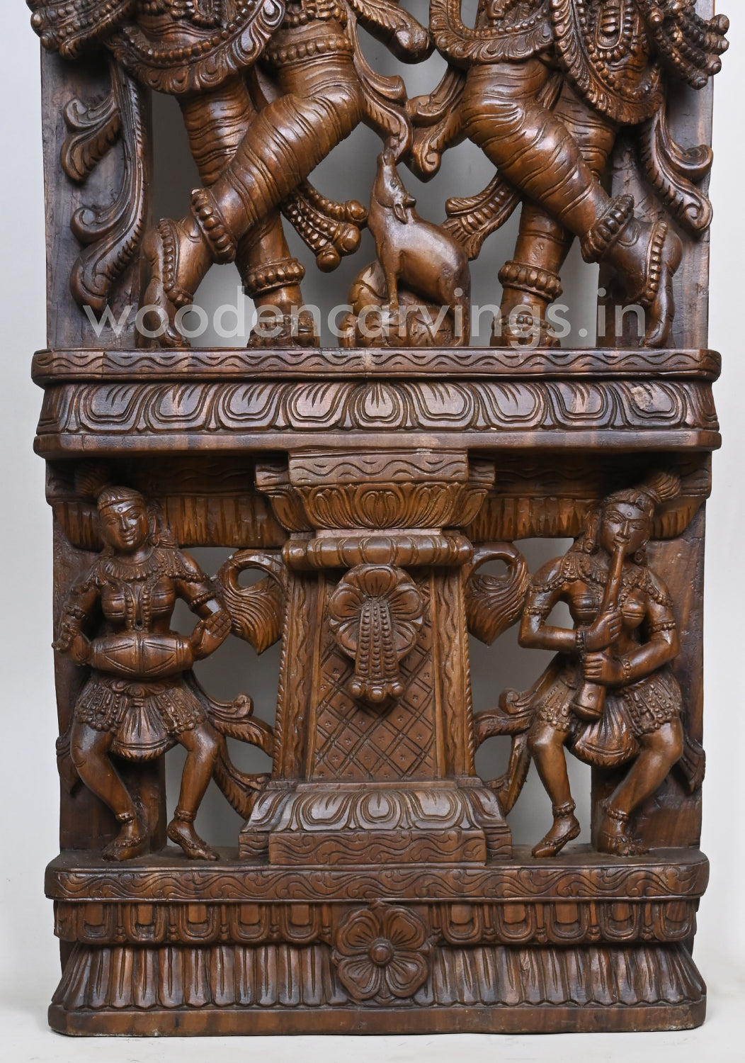Wooden Standing Radha with Krishna Decorative Handmade Jali Work Wall Mount 72"
