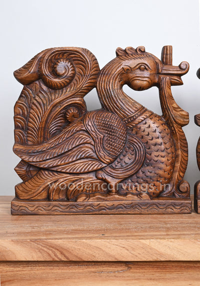 Couple Standing Hamsa Bird Handmade Wooden Light Weight Wall Mount Sculpture 12"