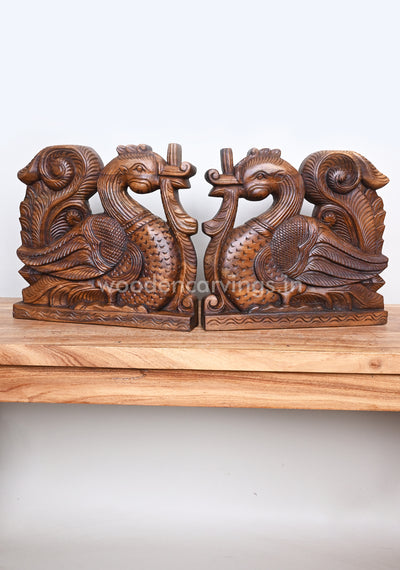 Couple Standing Hamsa Bird Handmade Wooden Light Weight Wall Mount Sculpture 12"