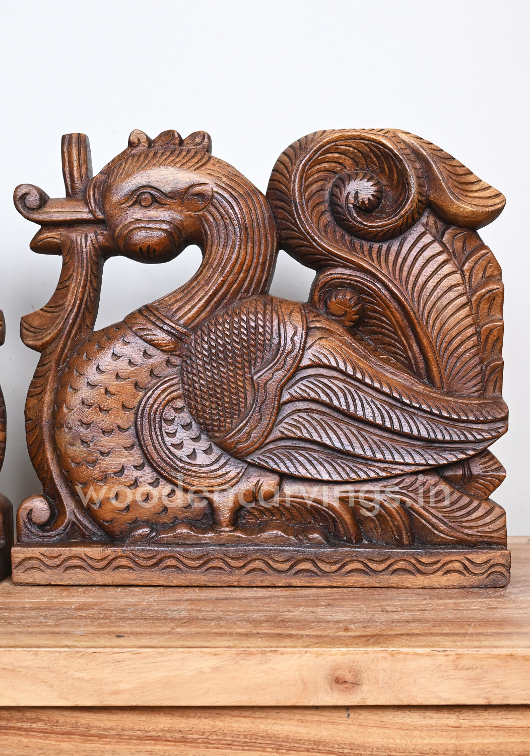 Couple Standing Hamsa Bird Handmade Wooden Light Weight Wall Mount Sculpture 12"