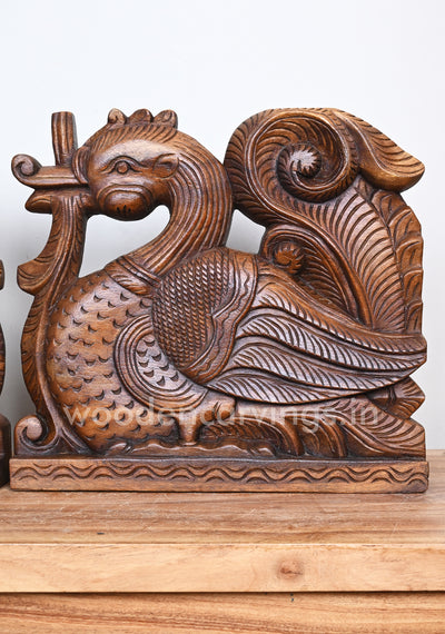 Couple Standing Hamsa Bird Handmade Wooden Light Weight Wall Mount Sculpture 12"