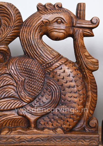 Couple Standing Hamsa Bird Handmade Wooden Light Weight Wall Mount Sculpture 12"