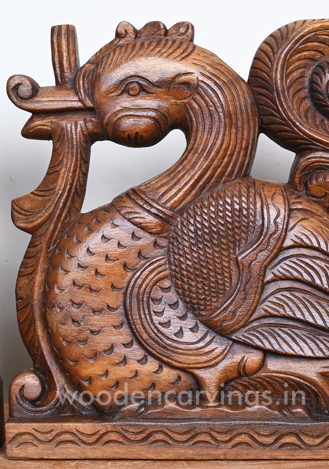 Couple Standing Hamsa Bird Handmade Wooden Light Weight Wall Mount Sculpture 12"