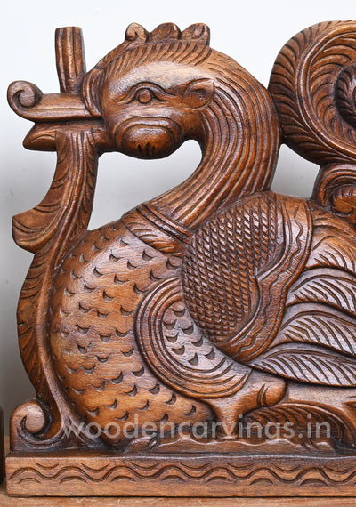 Couple Standing Hamsa Bird Handmade Wooden Light Weight Wall Mount Sculpture 12"